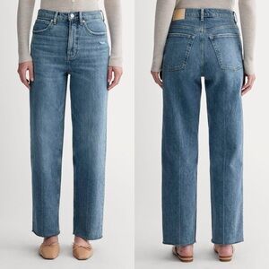 Everlane Medium Blue Distressed Straight Leg Way High Jeans - 26